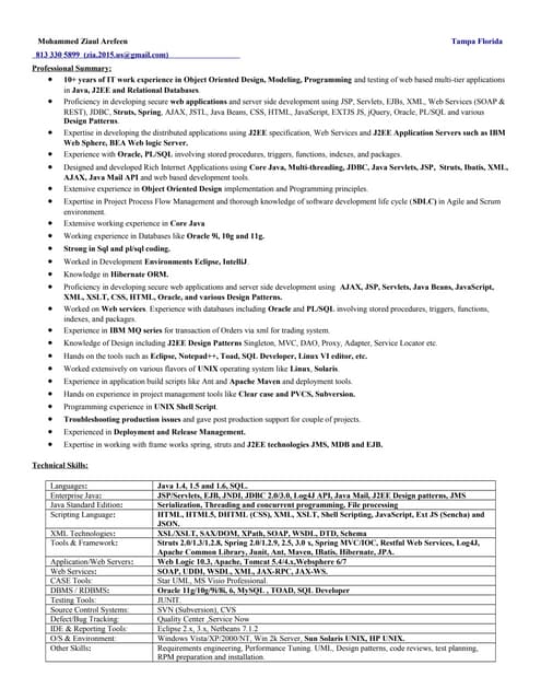 Zia - Senior Java J2ee Developer with Oracle PlSql , Unix