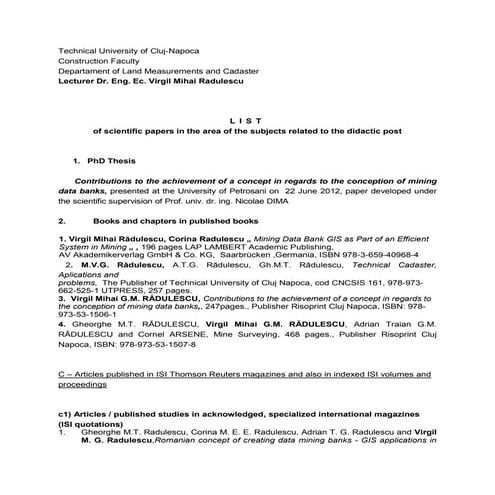 List of scientific papers Mihai Radulescu