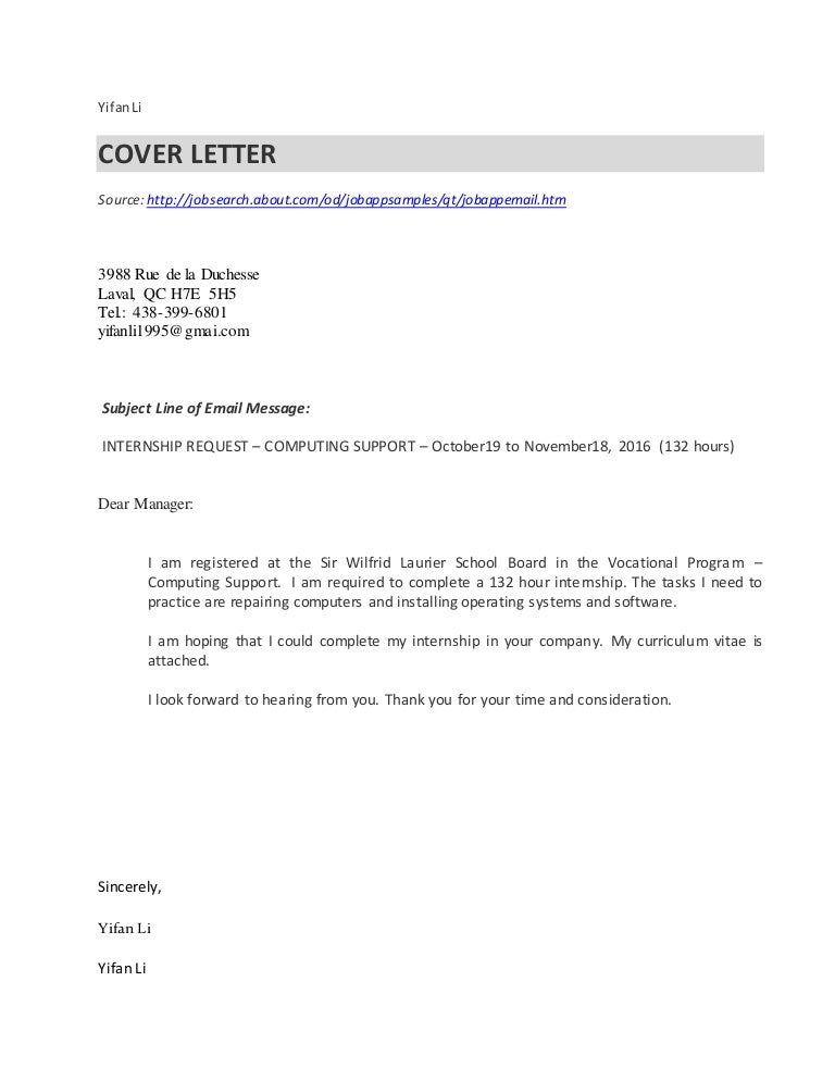 COVER LETTER ENGLISH