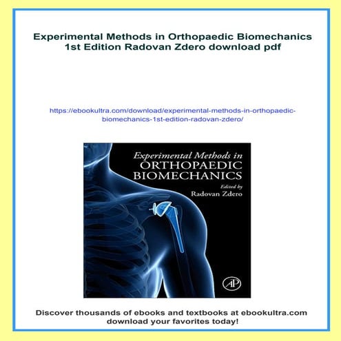 Experimental Methods in Orthopaedic Biomechanics 1st Edition Radovan ...
