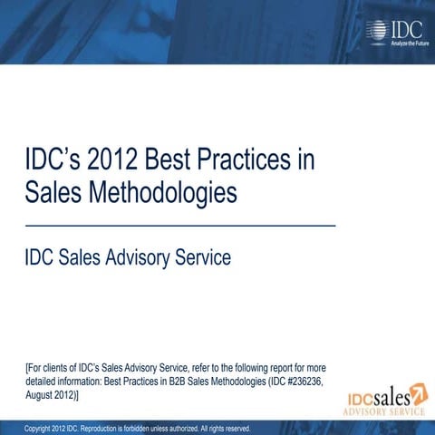 IDC Best Practices in B2B Sales Methodologies | PPTX