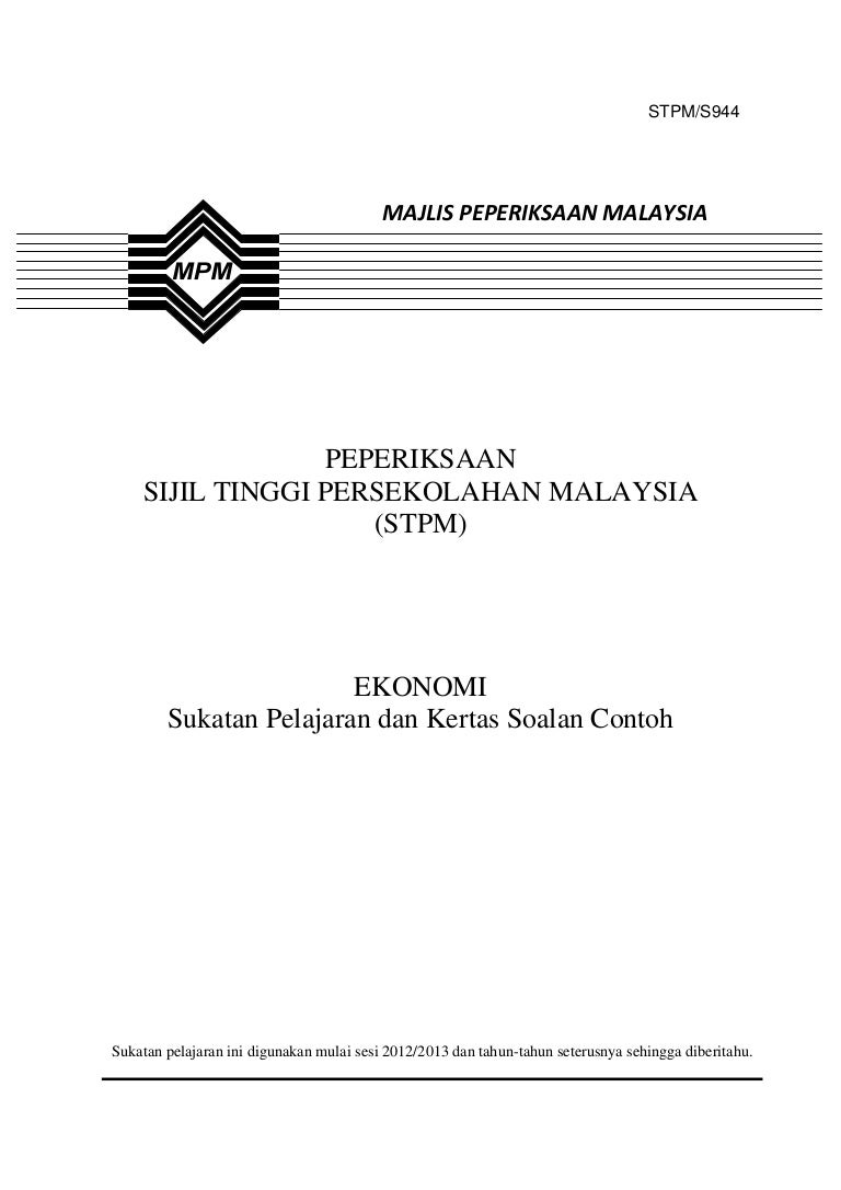 944 Sukatan Pelajaran Ekonomi Stpm Baharu