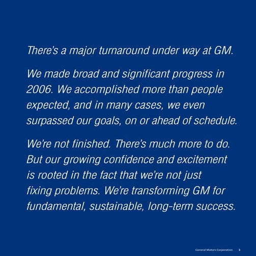gm 2006 Annual Report Letter to Stockholders and Feature Section 