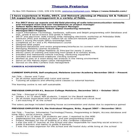 CV_Theunis Pretorius Eng tel_28 06 2016