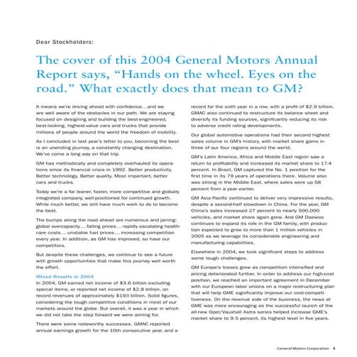 gm 2004 Annual Report  Letter to Stockholders and Feature Section