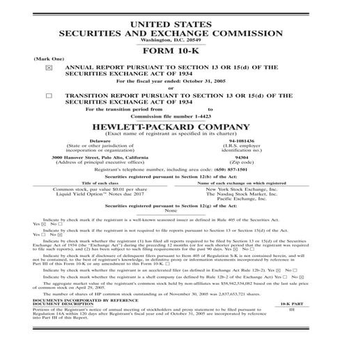 hp 2005 10-K only