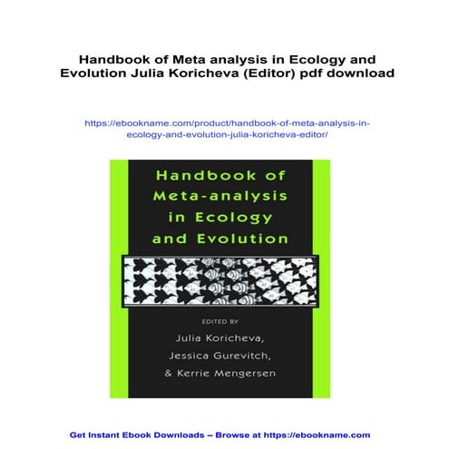 Handbook of Meta analysis in Ecology and Evolution Julia Koricheva ...
