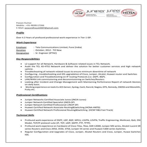 Resume-IP TAC L3 Engineer 4.5 Yrs. Exp. | PDF