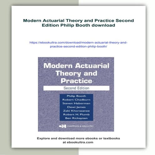 Modern Actuarial Theory and Practice Second Edition Philip Booth
