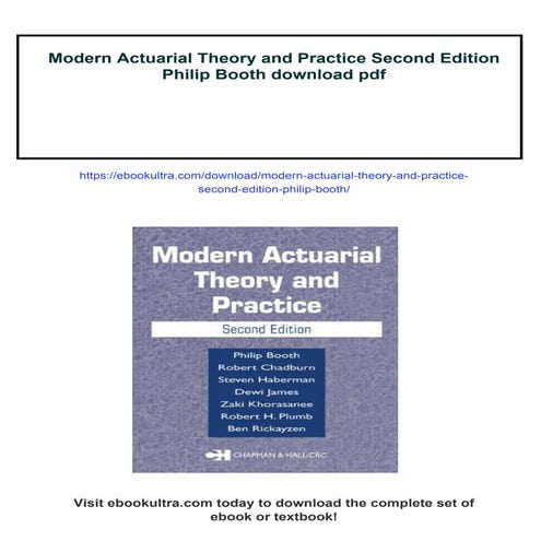 Modern Actuarial Theory and Practice Second Edition Philip Booth | PDF