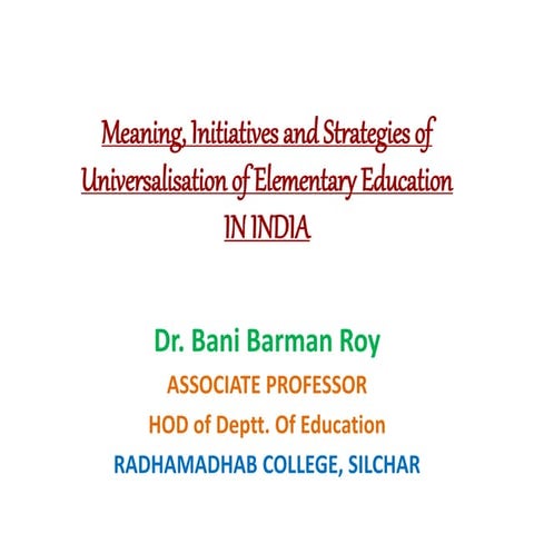 Elementary Education Meaning, Initiative and Strategies