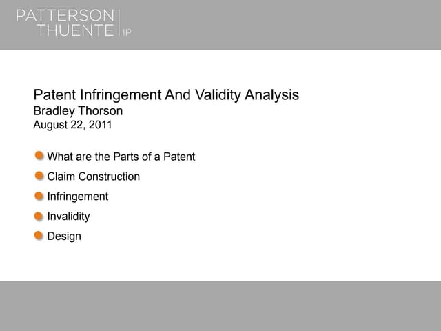 Patent Infringement And Validity Analysis