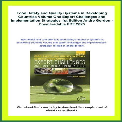 Food Safety and Quality Systems in Developing Countries Volume One ...