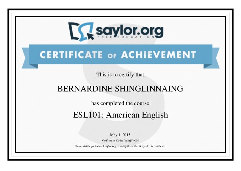 ESL Certificate