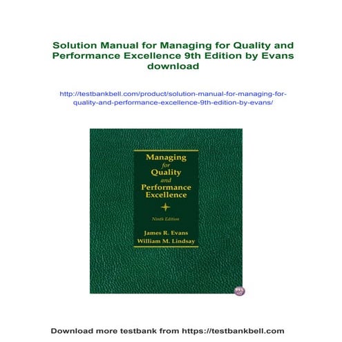 Solution Manual for Managing for Quality and Performance Excellence 9th ...