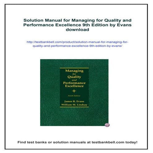 Solution Manual for Managing for Quality and Performance Excellence 9th ...