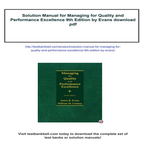 Solution Manual for Managing for Quality and Performance Excellence 9th ...