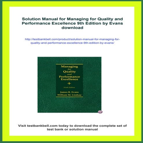 Solution Manual for Managing for Quality and Performance Excellence 9th ...