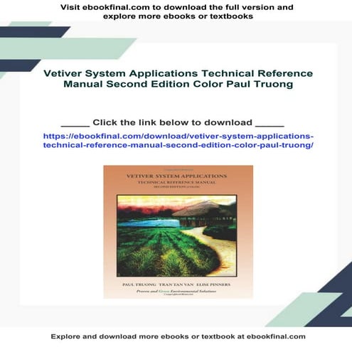 Vetiver System Applications Technical Reference Manual Second Edition ...