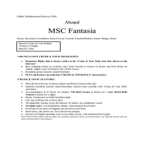 Golden Mediterranean Odysseys 2016 (English)