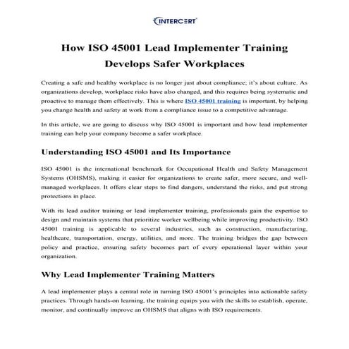 ISO 45001 Lead Auditor Training Course1 | PDF
