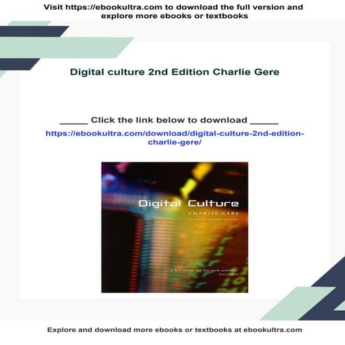 Download full ebook of Digital culture 2nd Edition Charlie Gere instant downl...