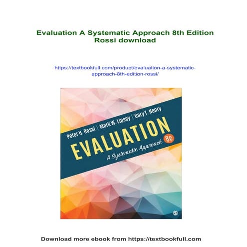 Evaluation A Systematic Approach 8th Edition Rossi