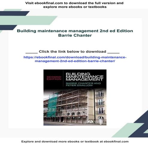 Photo inspiration: Building Maintenance Management 2Nd Ed Edition Barrie Chanter Photo Inspiration