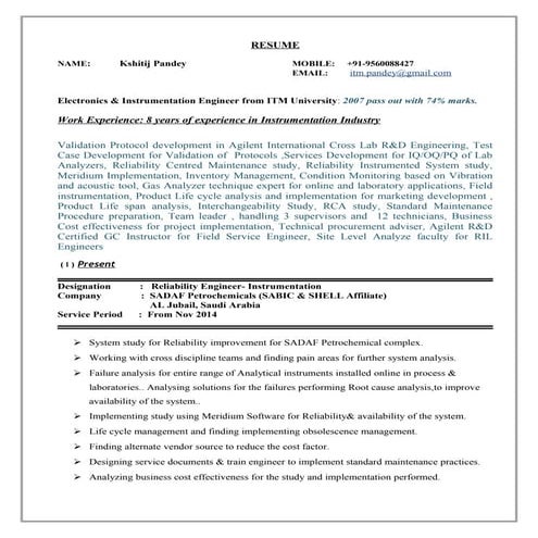 Material Master Data Management resume | DOCX