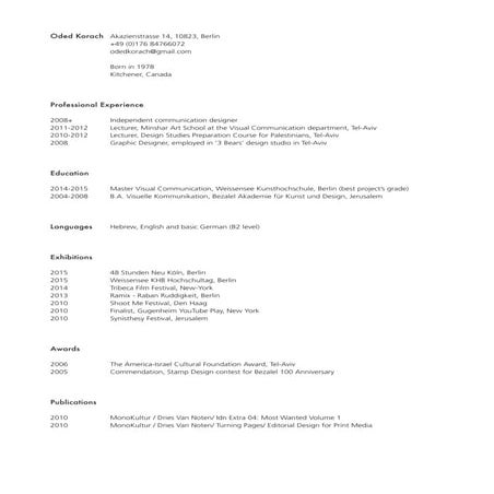 Oded Korach CV 2015 eng | PDF