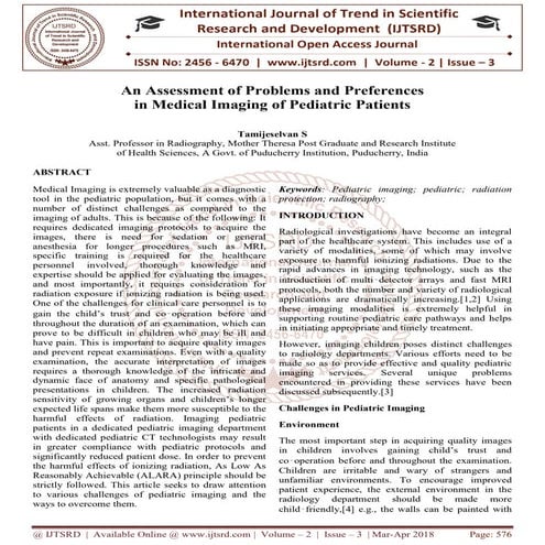 An Assessment of Problems and Preferences in Medical Imaging of Pediatric Pat...