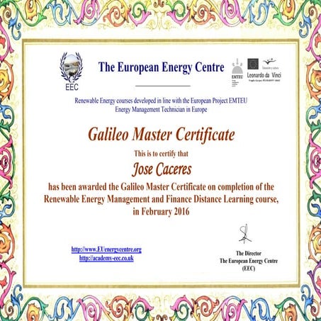 Jose Caceres Renewable Energy Management and Finance GALILEO MASTER ...