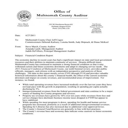 Financial Condition of the County 2011