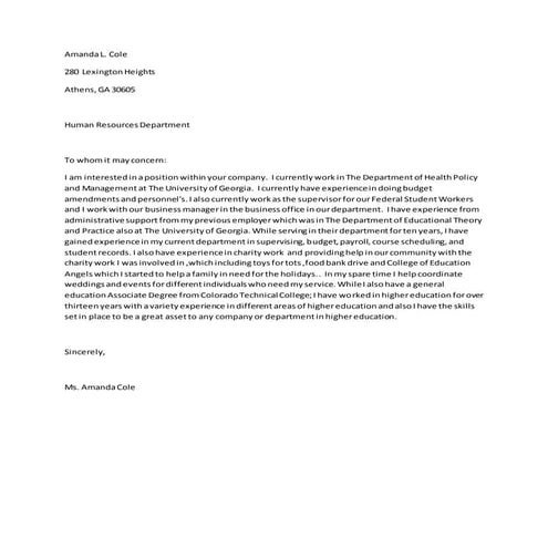 Cover Letter Assignment 2A | DOCX