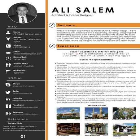 Architect Ali Salem CV 01 | PDF
