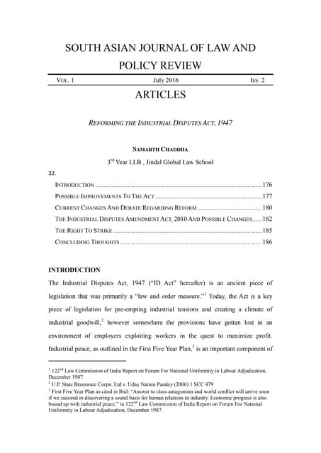 Reforming the Industrial Disputes Act
