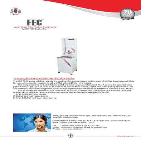 Testing/Manufacture/R.V. Filter Test Lab | PDF