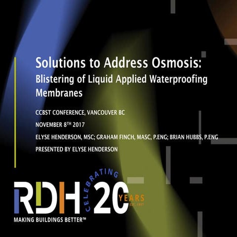 Solutions to Address Osmosis and the Blistering of Liquid-Applied Waterproofing Membranes