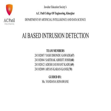 AI-Based Intrusion Detection System for Enhanced Cybersecurity | PPTX
