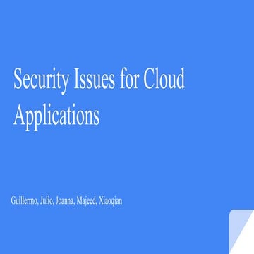 Security Issues for Cloud Applications