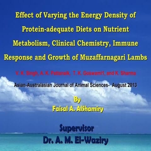 Effect of Varying the Energy Density of Protein-adequate Diets on Nutrient Me...