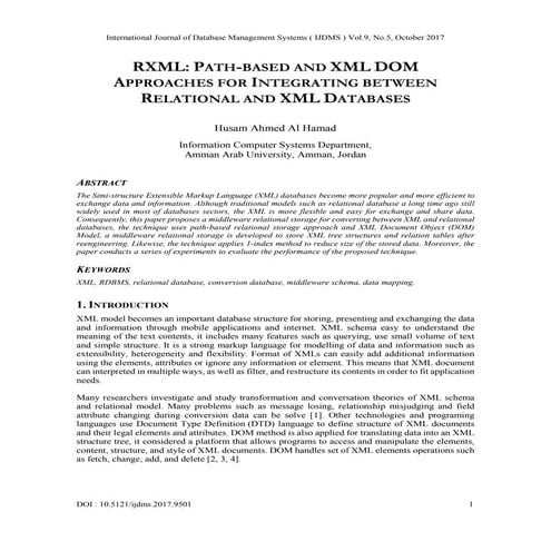 RXML : Path-Based and XML DOM Approaches for Integrating Between Relational and XML Databases