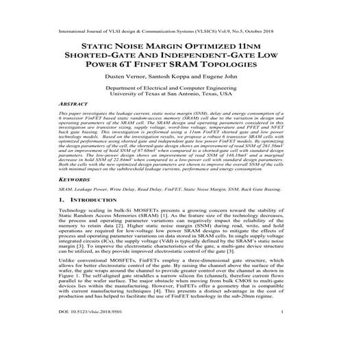 STATIC NOISE MARGIN OPTIMIZED 11NM SHORTED-GATE AND INDEPENDENT-GATE LOW POWE...