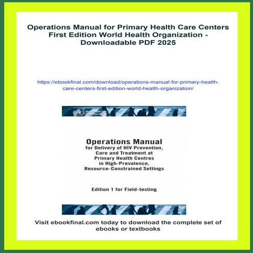 Operations Manual for Primary Health Care Centers First Edition World ...