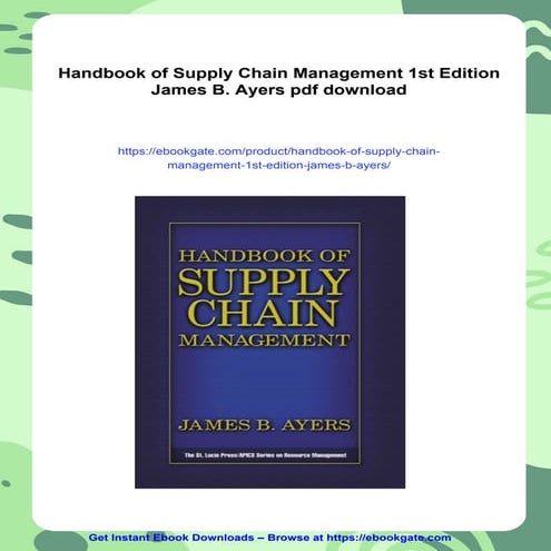 Handbook of Supply Chain Management 1st Edition James B. Ayers | PDF