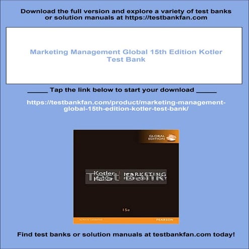 Marketing Management Global 15th Edition Kotler Test Bank | PDF
