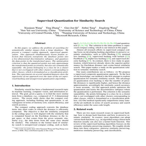 Supervised Quantization for Similarity Search (camera-ready)