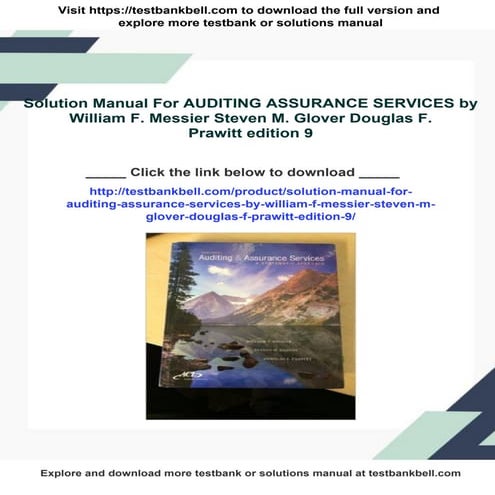 Solution Manual For AUDITING ASSURANCE SERVICES by William F. Messier Steven ...