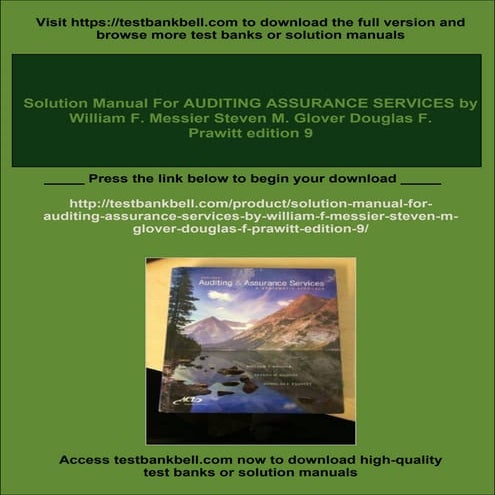 Solution Manual For AUDITING ASSURANCE SERVICES by William F. Messier Steven ...