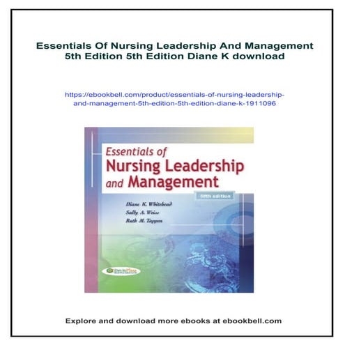 Essentials Of Nursing Leadership And Management 5th Edition 5th Edition ...